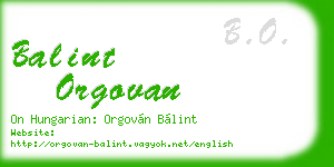balint orgovan business card