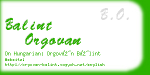 balint orgovan business card